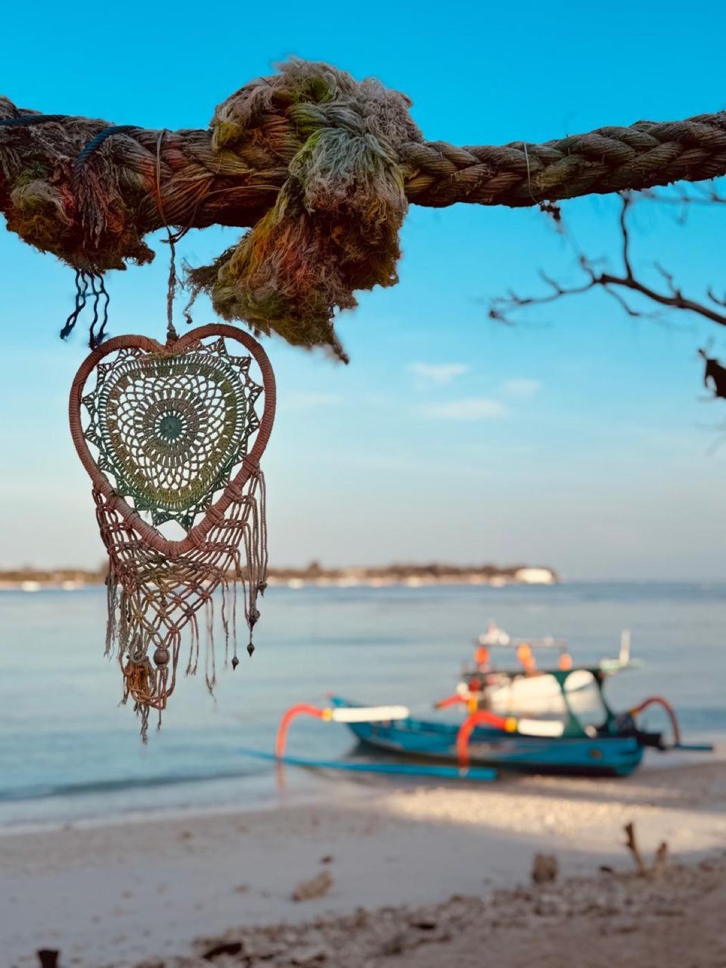 Jukung boat and beach on Gili Meno