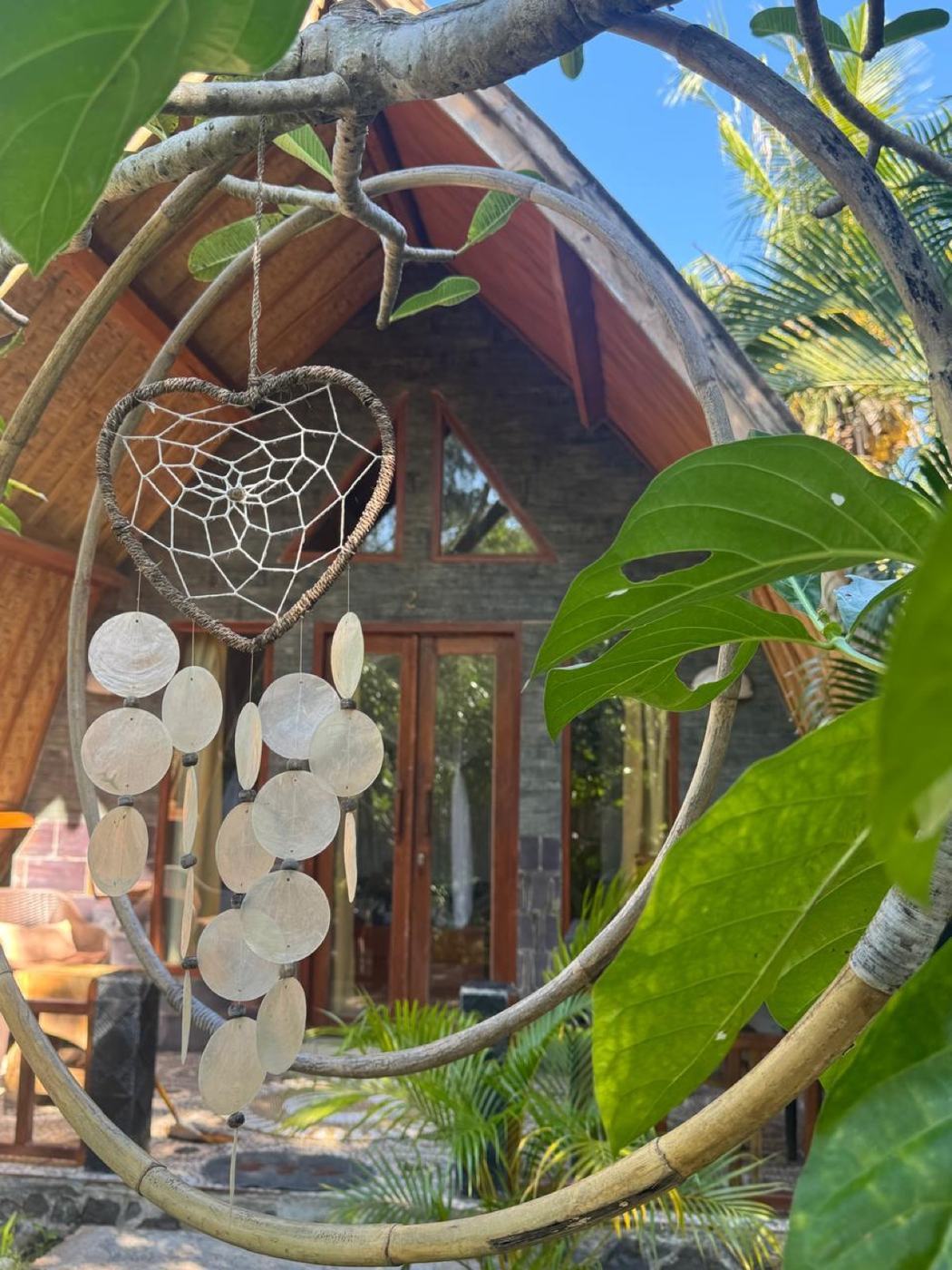 Bungalow exterior through garden